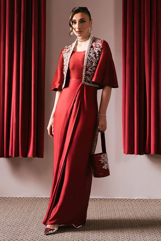 Rose | Festive Wear Silk Embellished Jacket Dress