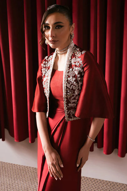 Rose | Festive Wear Silk Embellished Jacket Dress