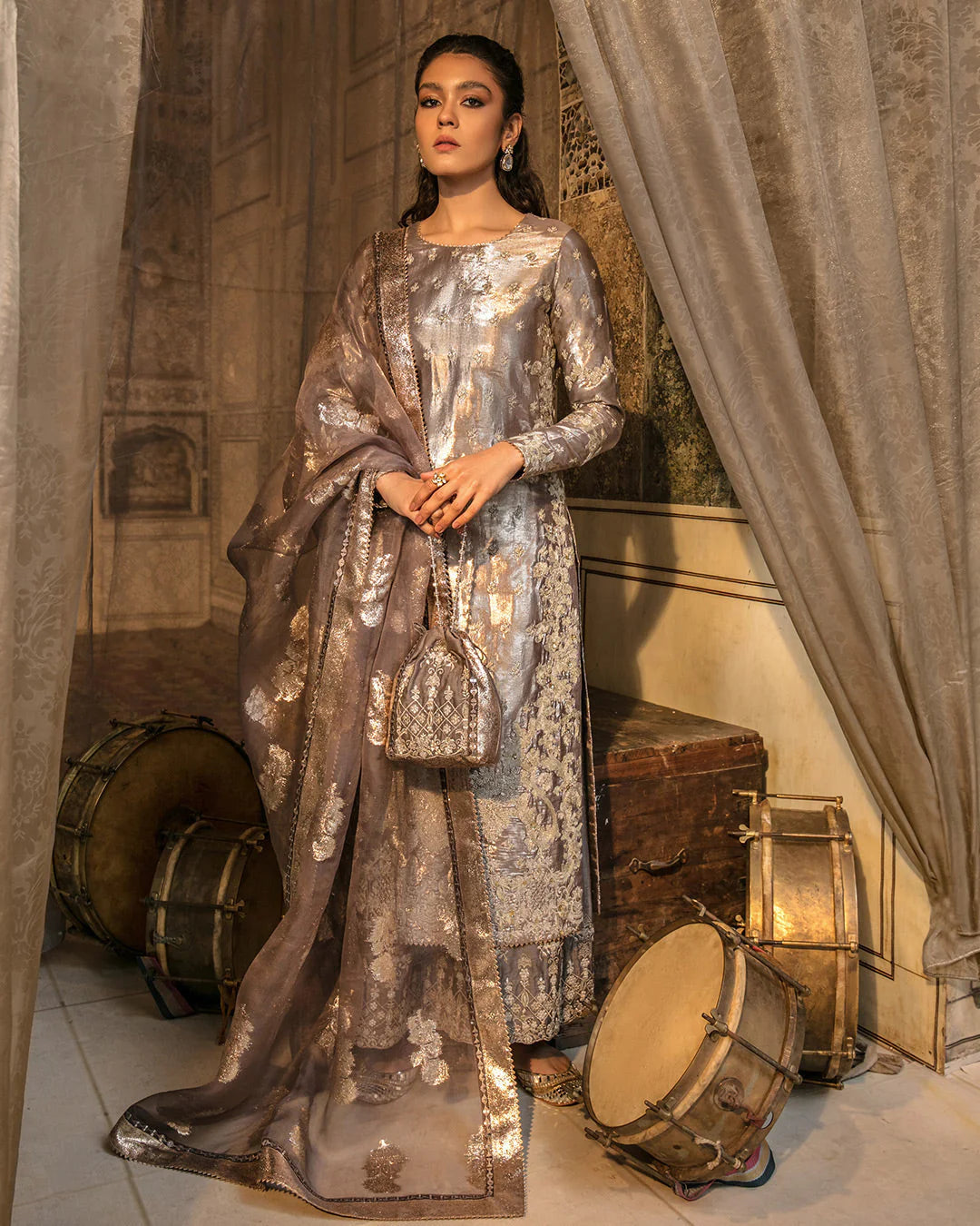 Faiza Saqlain | Embroidered Shimmer Silk Suit