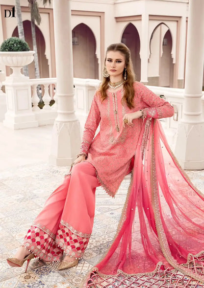 Maria B | Sateen Embroidered Suit