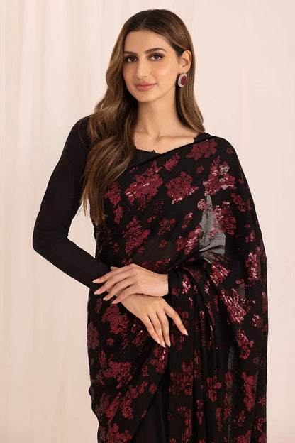 Mahi | Festive Wear Embroidered Black Saree