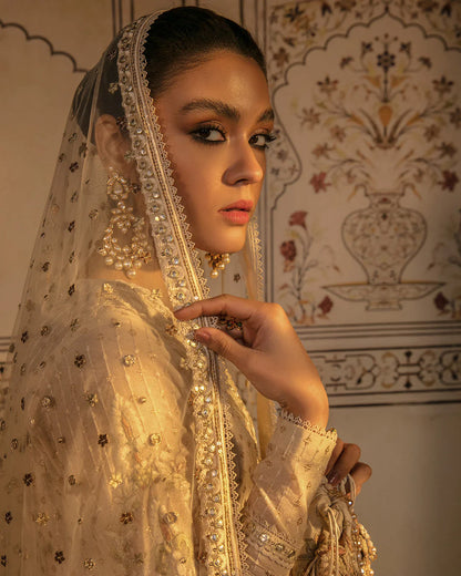 Faiza Saqlain | Embroidered Karandi Angrakha Sharara
