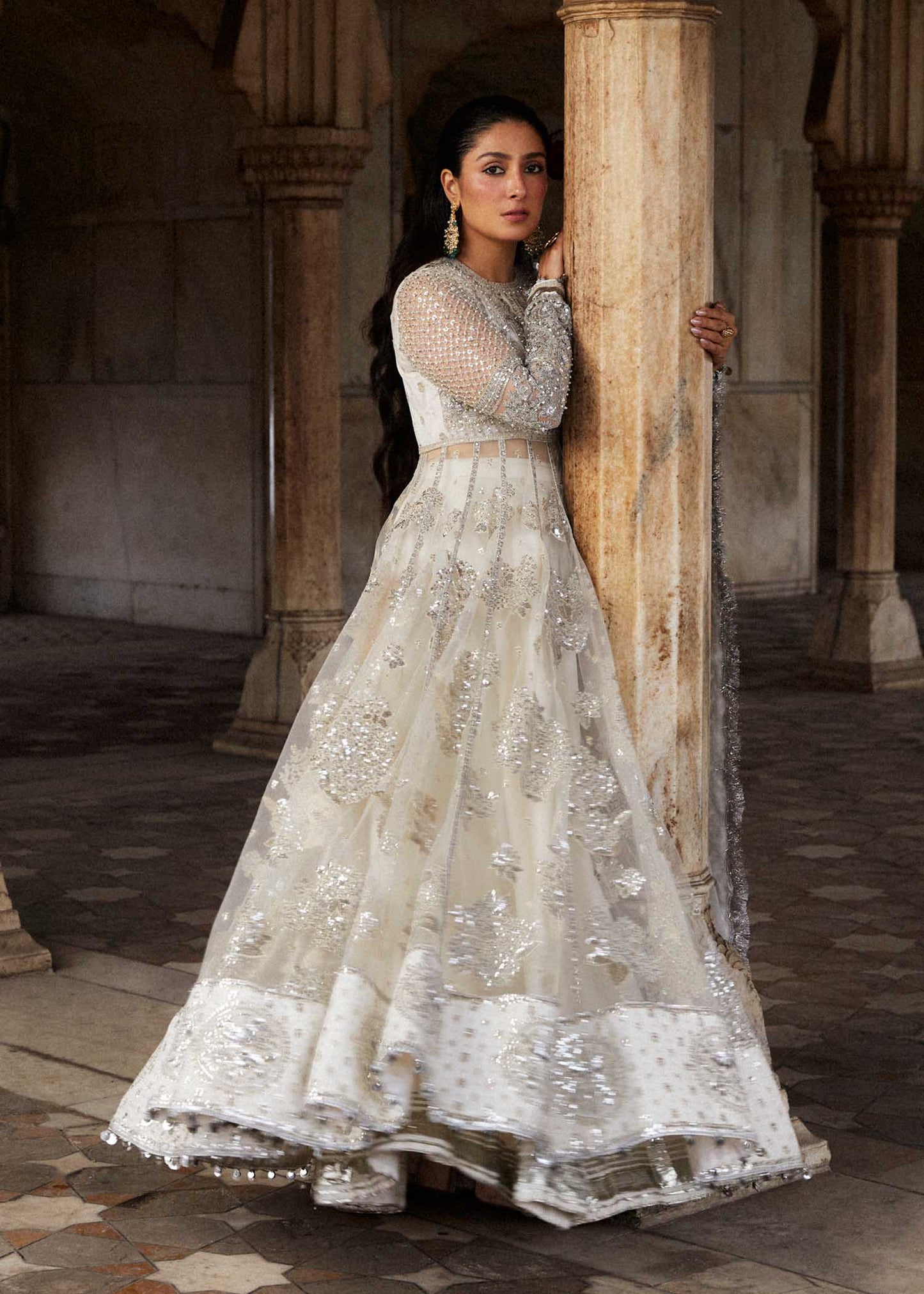Hussain Rehar | Embroidered Lehenga Embellished Dress