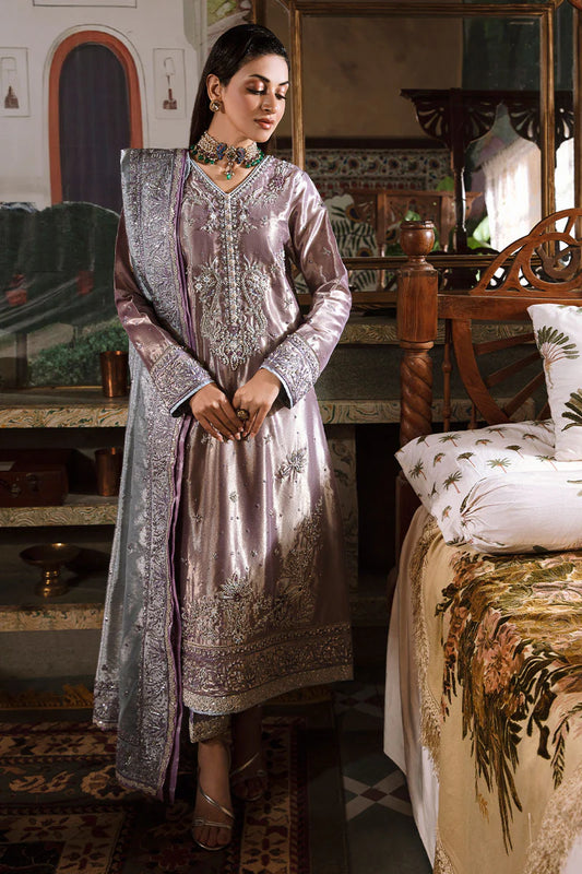 Mushq | Purple Silver Festive Embellished Silk Suit
