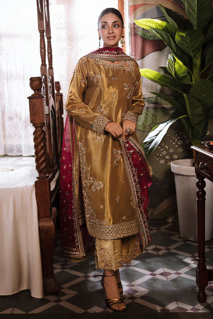 Mushq | Gold Festive Embellished Silk Suit