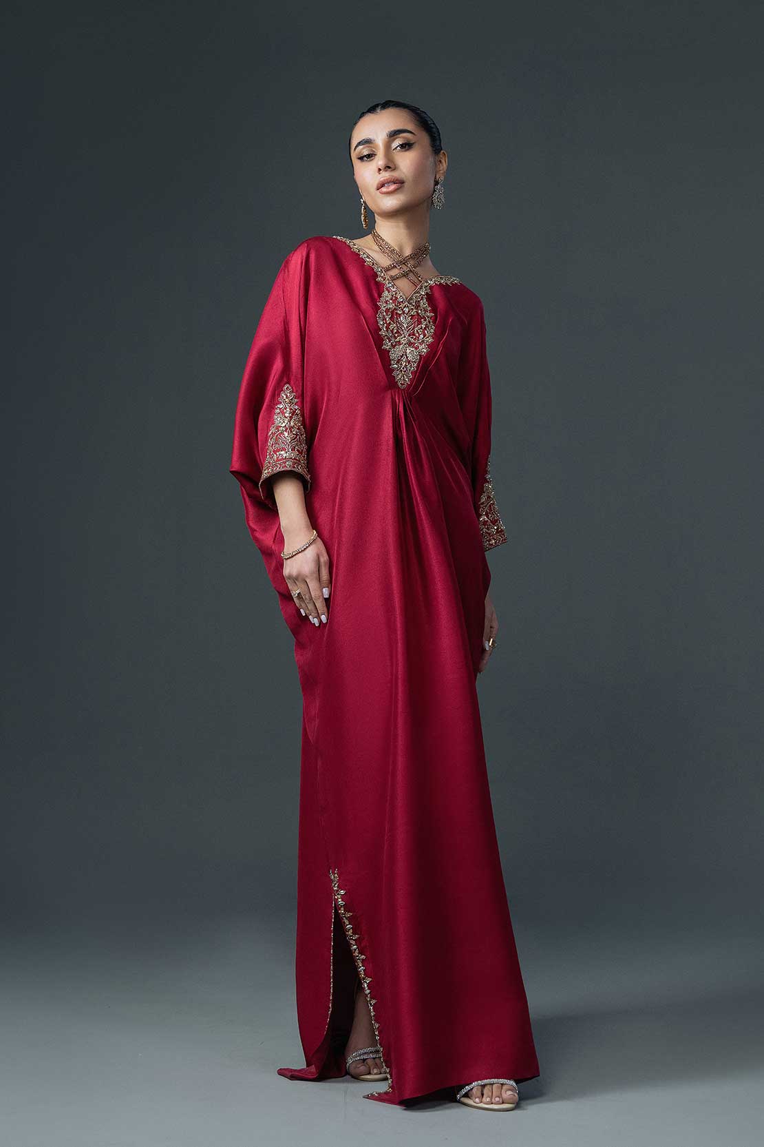 Raaya Red | Silk Embellished Kaftan