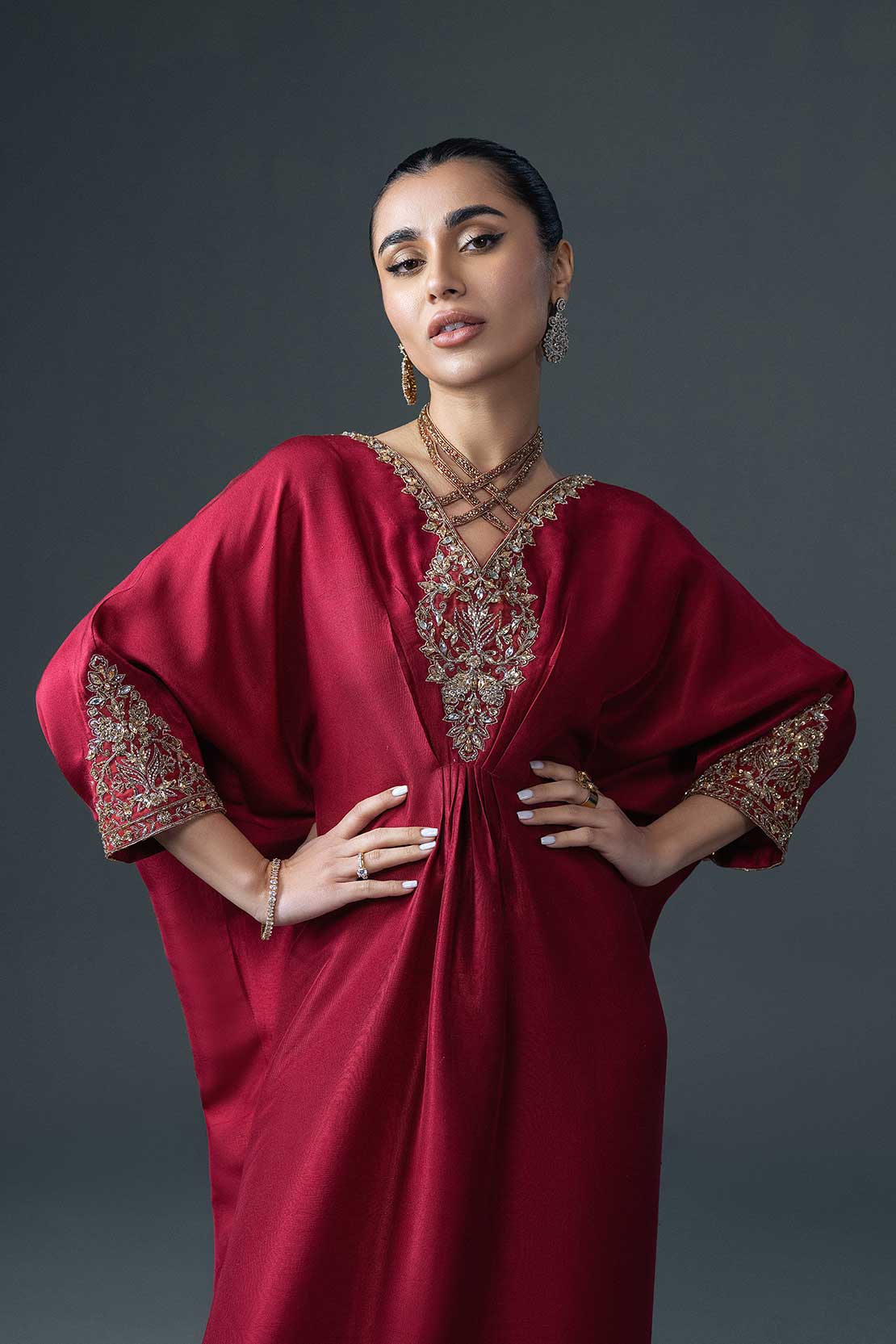 Raaya Red | Silk Embellished Kaftan
