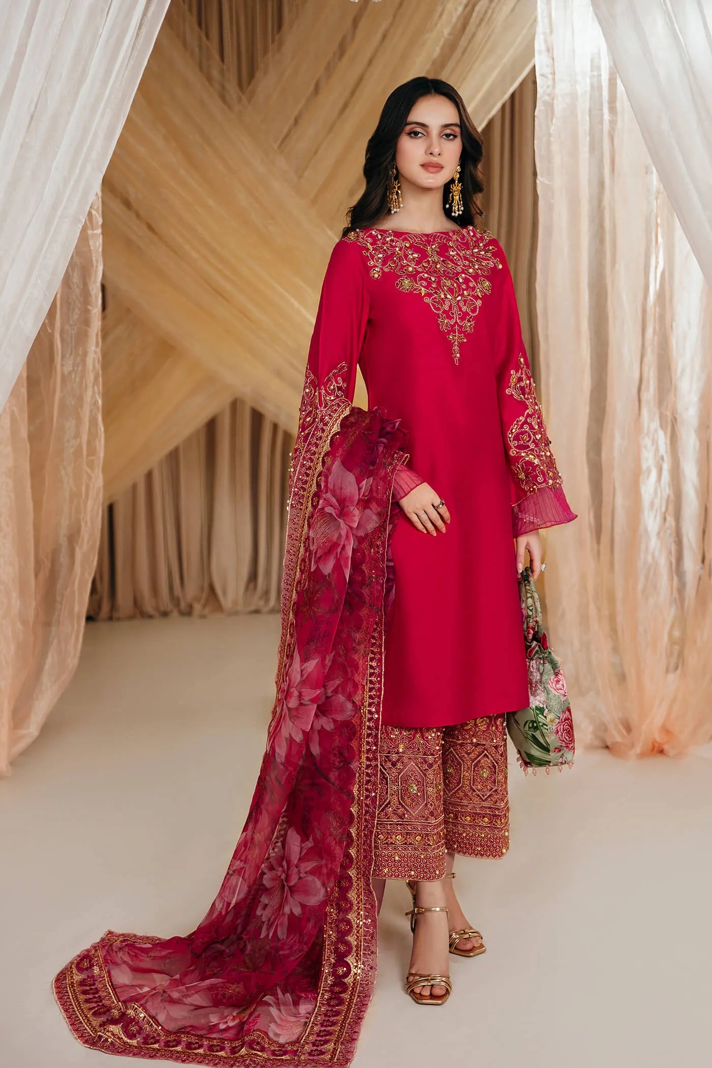 Radiant Bloom | Embellished Premium Silk Suit