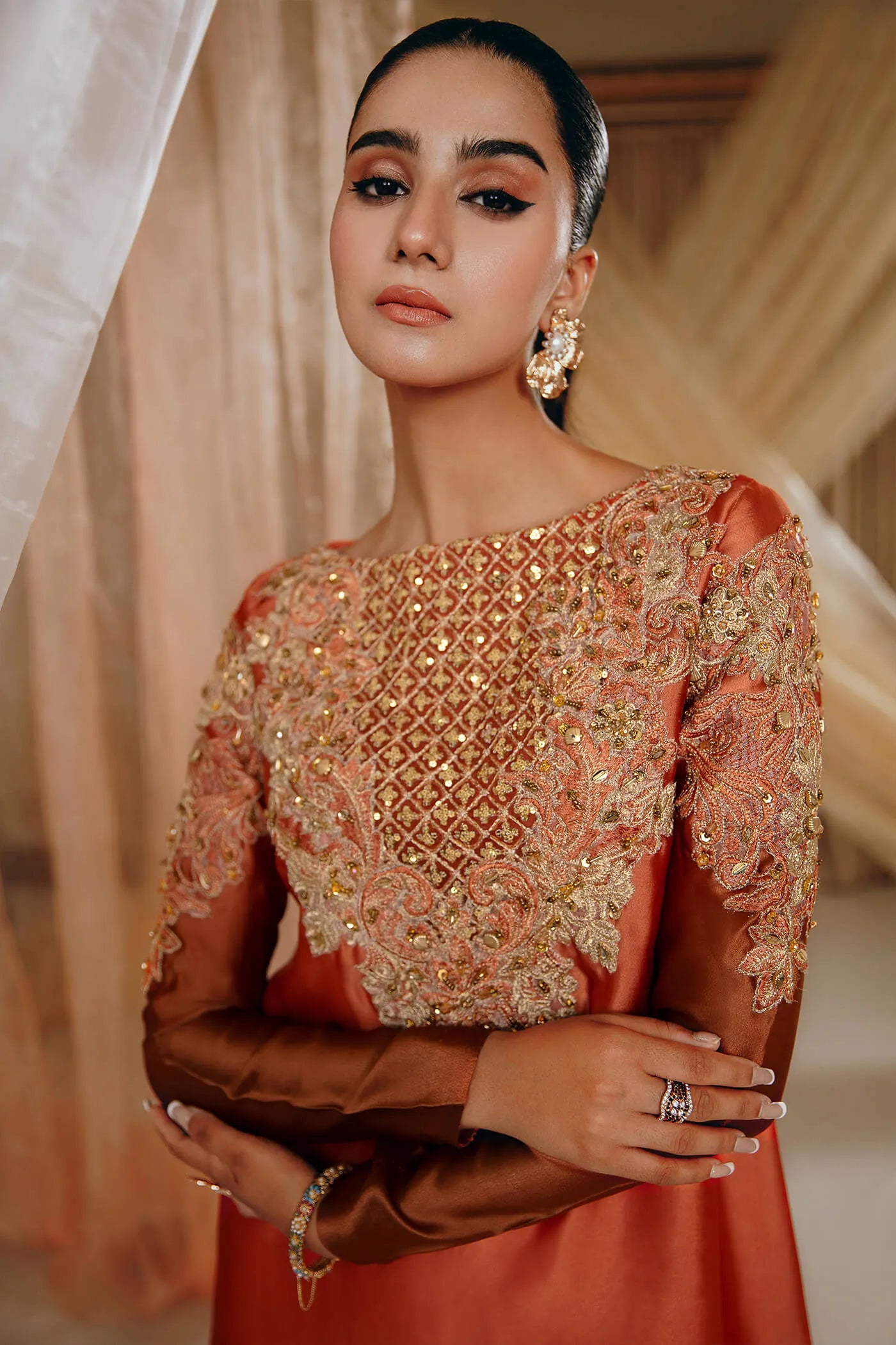 Sunset Glow | Premium Silk Embroidered Embellished Kaftan